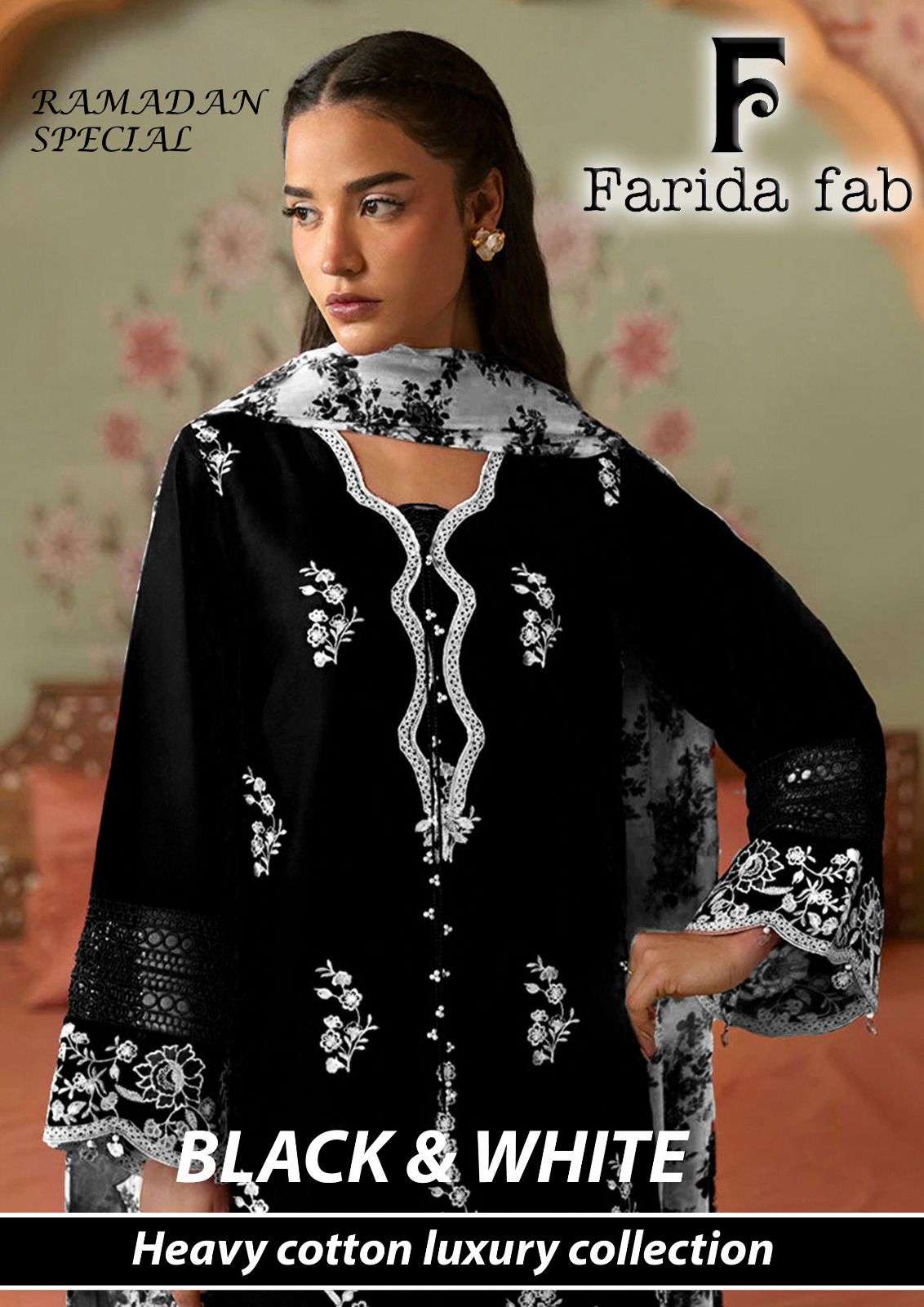 BLACK & WHITE HEAVY COTTON LUXURY COLLECTION BY FARIDA FAB